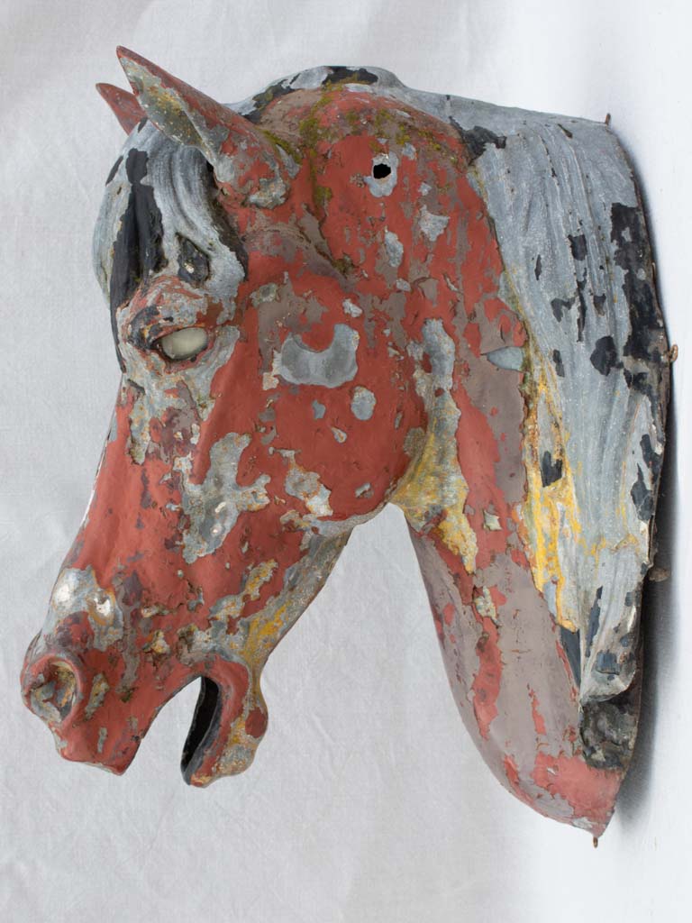 Very large rustic zinc horse head from stables