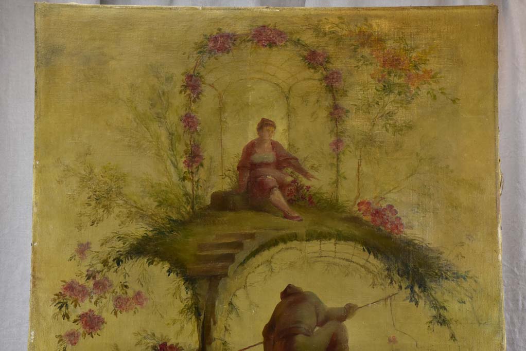 19th Century French oil on canvas - Chinoiserie style painting 37¾" x 27½"