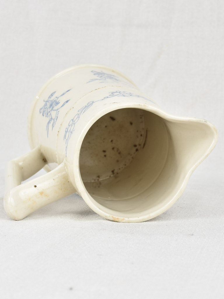 1900s French White and Blue Pitcher