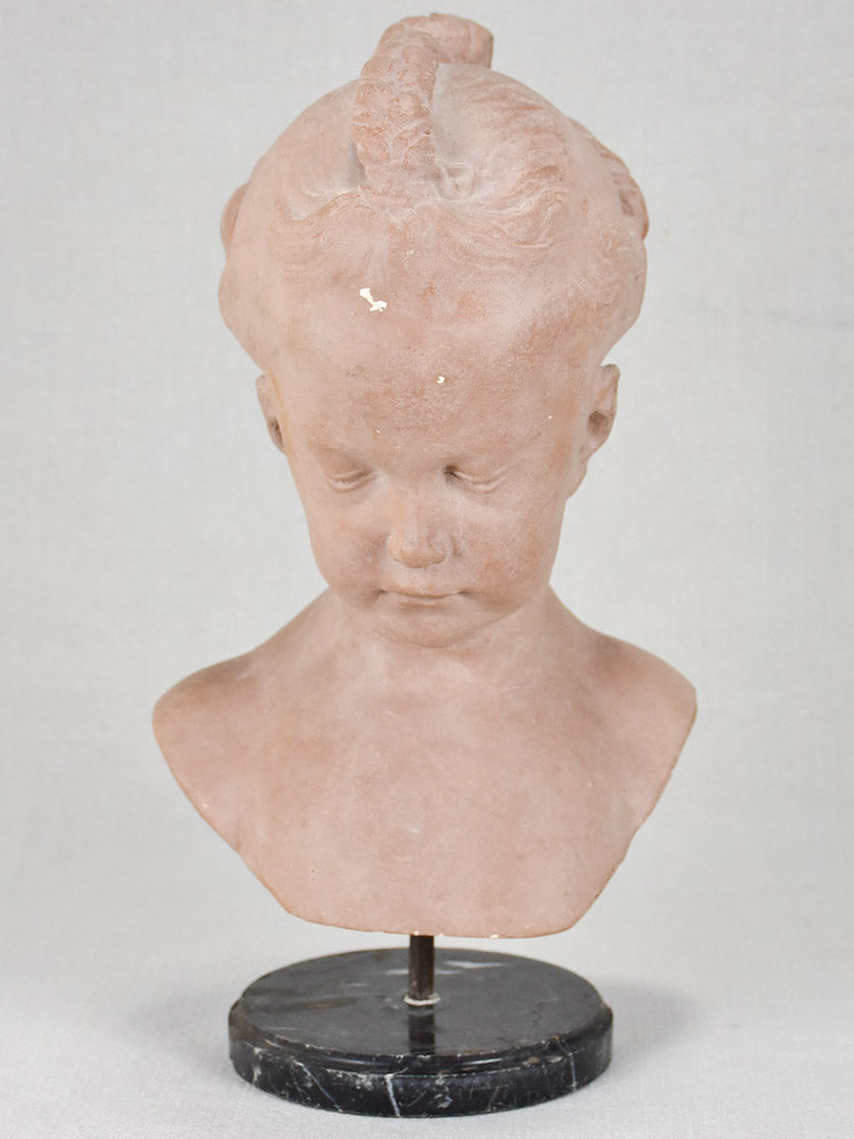 Plaster bust of 'la boudeuse' - a young sad woman 16½"