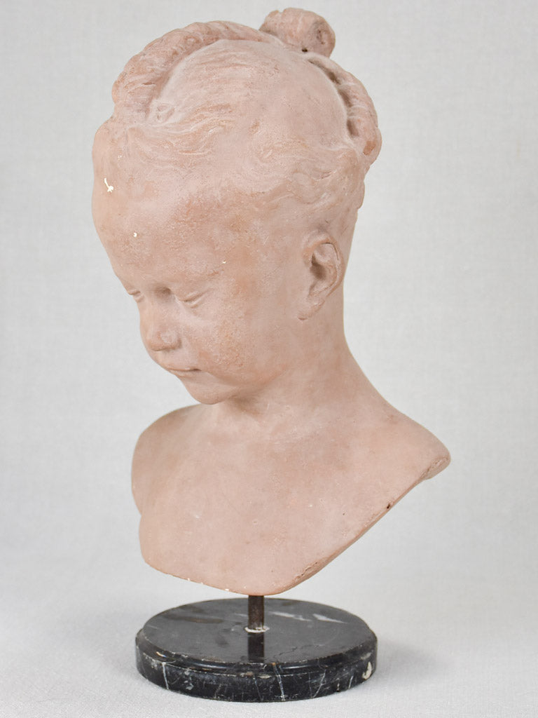 Plaster bust of 'la boudeuse' - a young sad woman 16½"