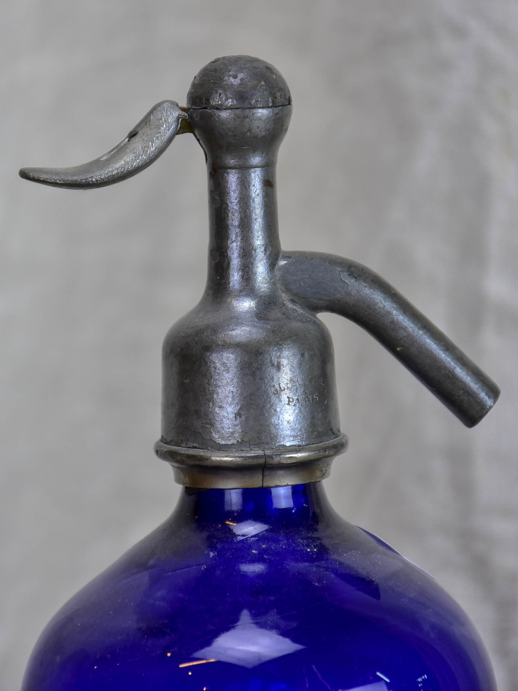 Antique French cobalt blue Seltzer bottle