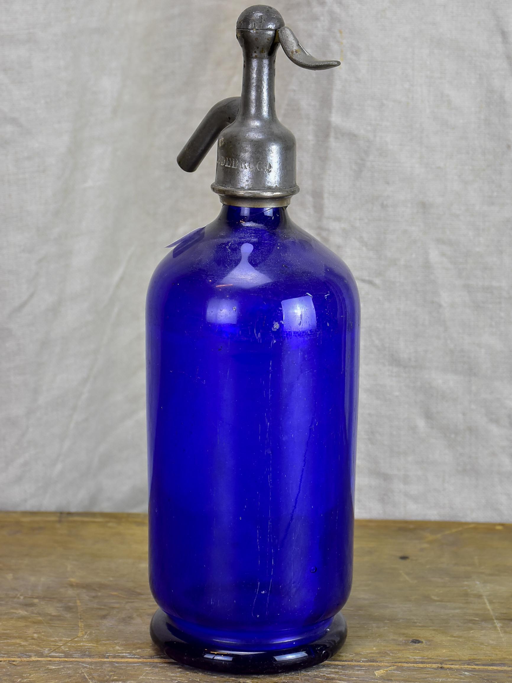 Antique French cobalt blue Seltzer bottle