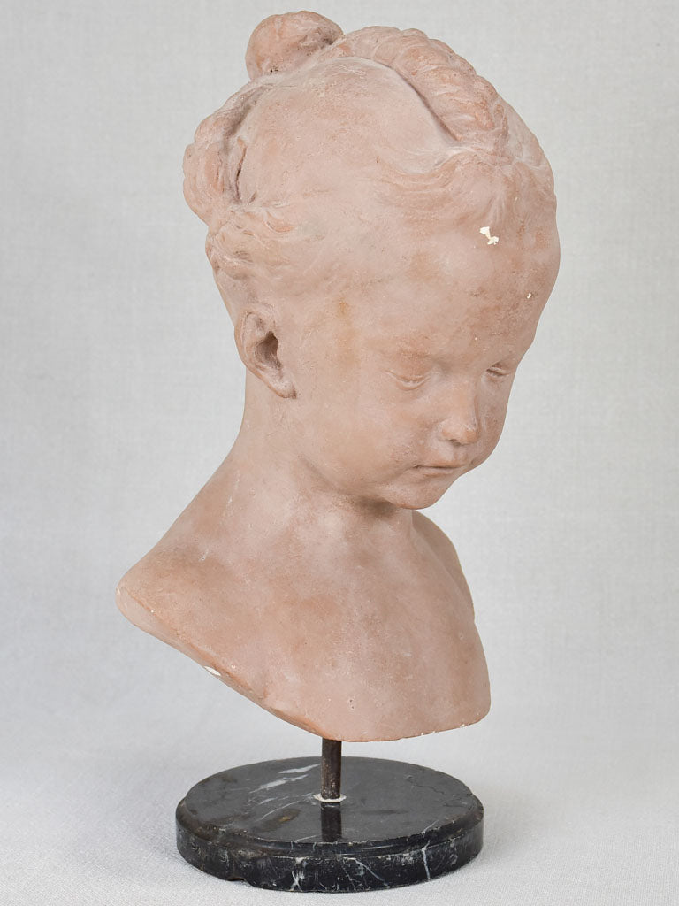 Plaster bust of 'la boudeuse' - a young sad woman 16½"