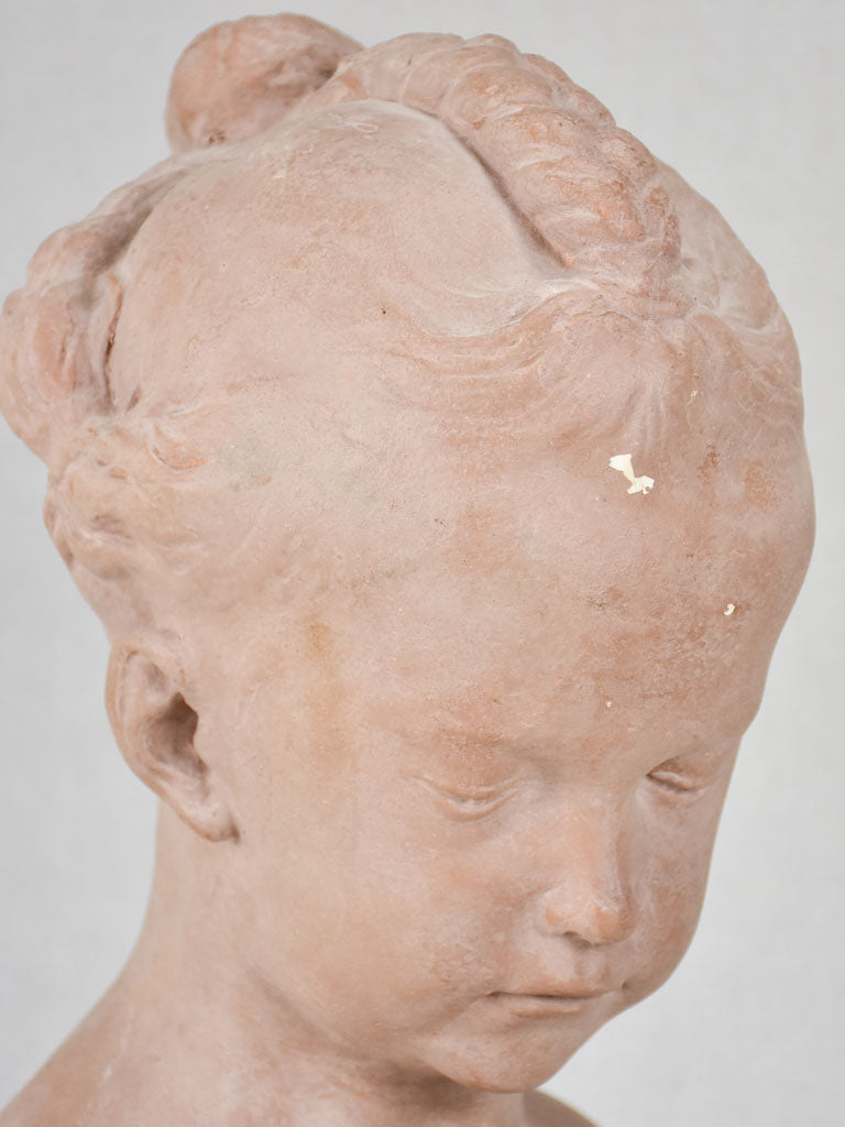 Plaster bust of 'la boudeuse' - a young sad woman 16½"