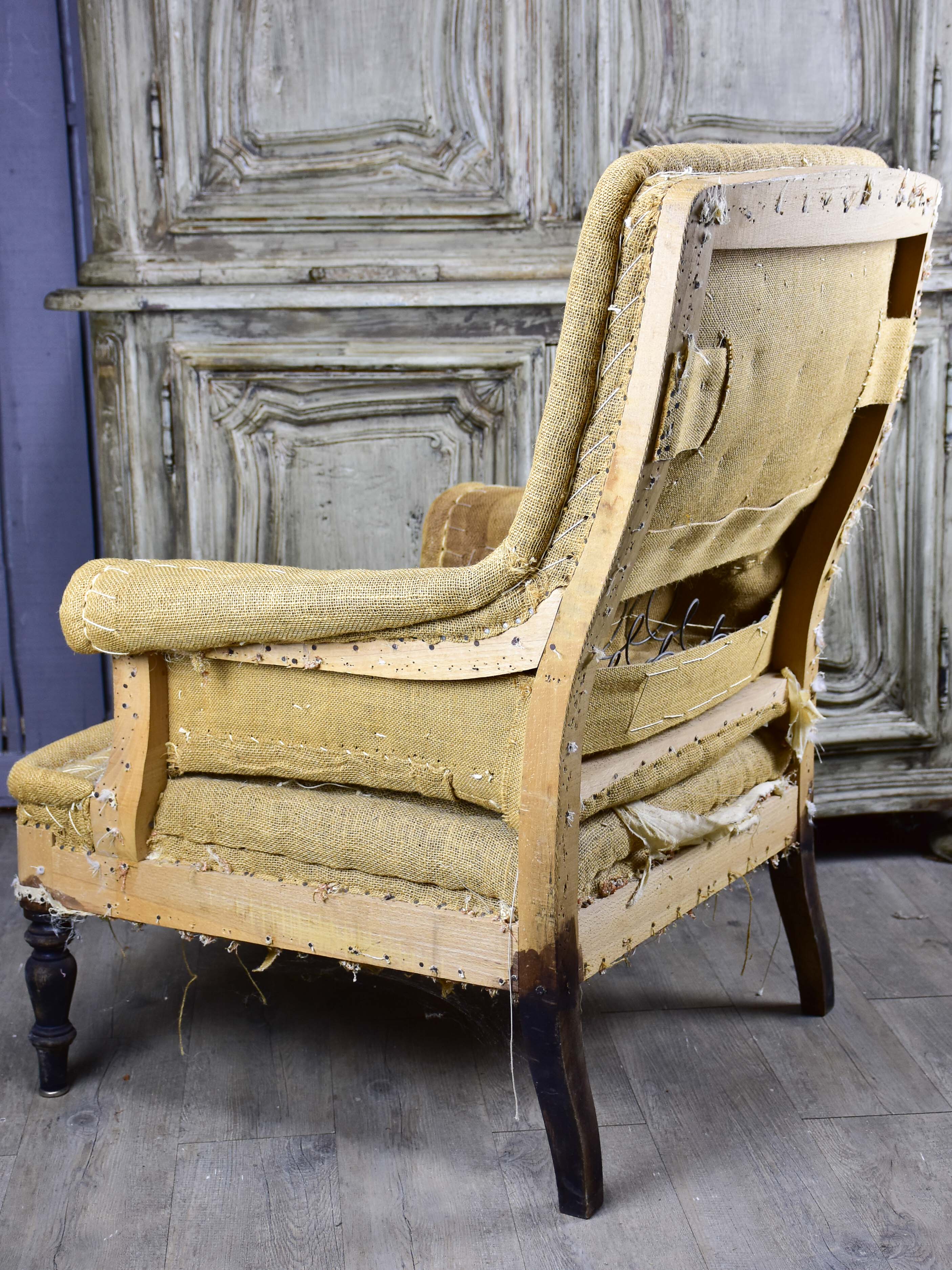 Rustic French Napoleon III bergere armchair