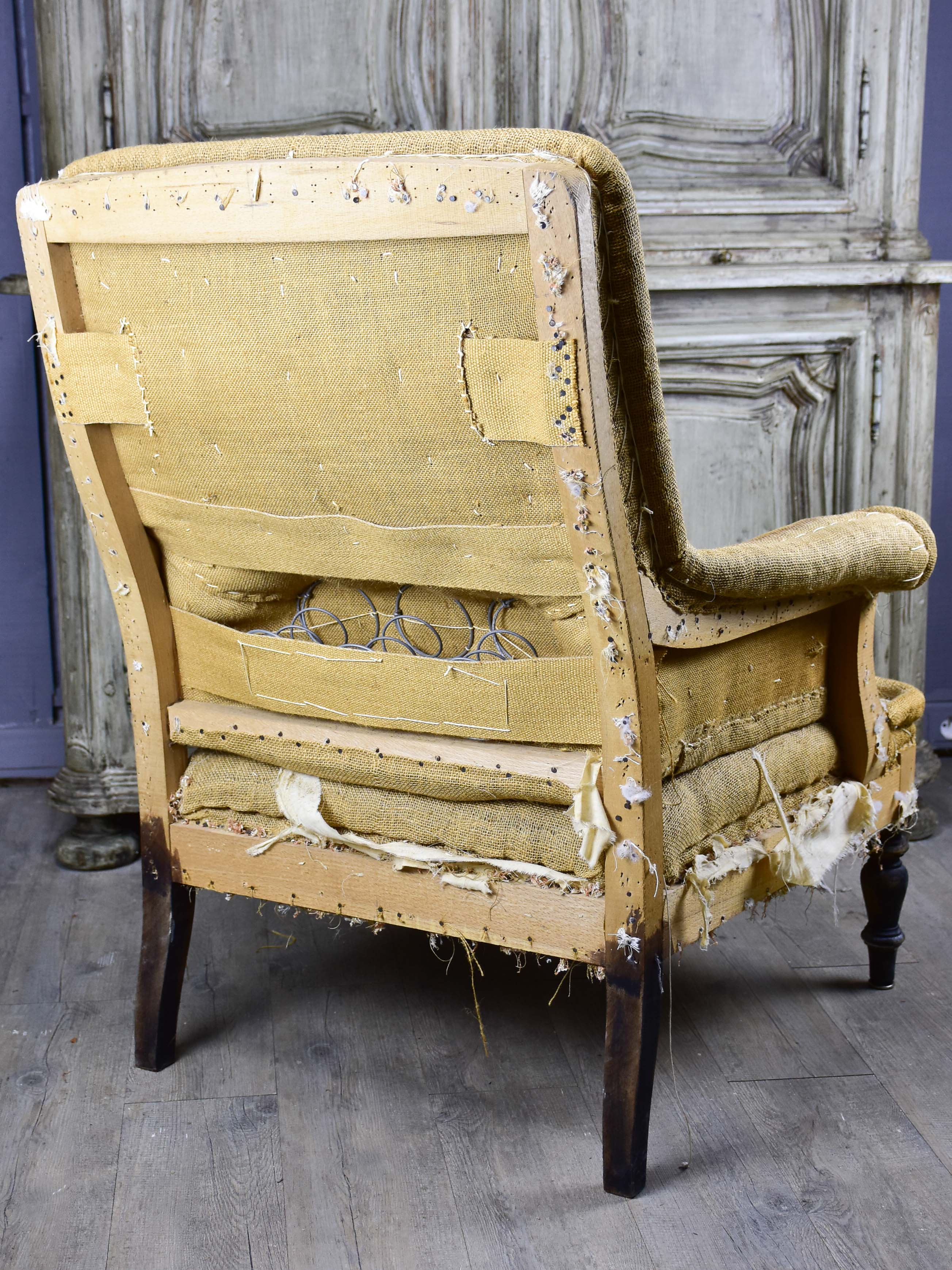 Rustic French Napoleon III bergere armchair