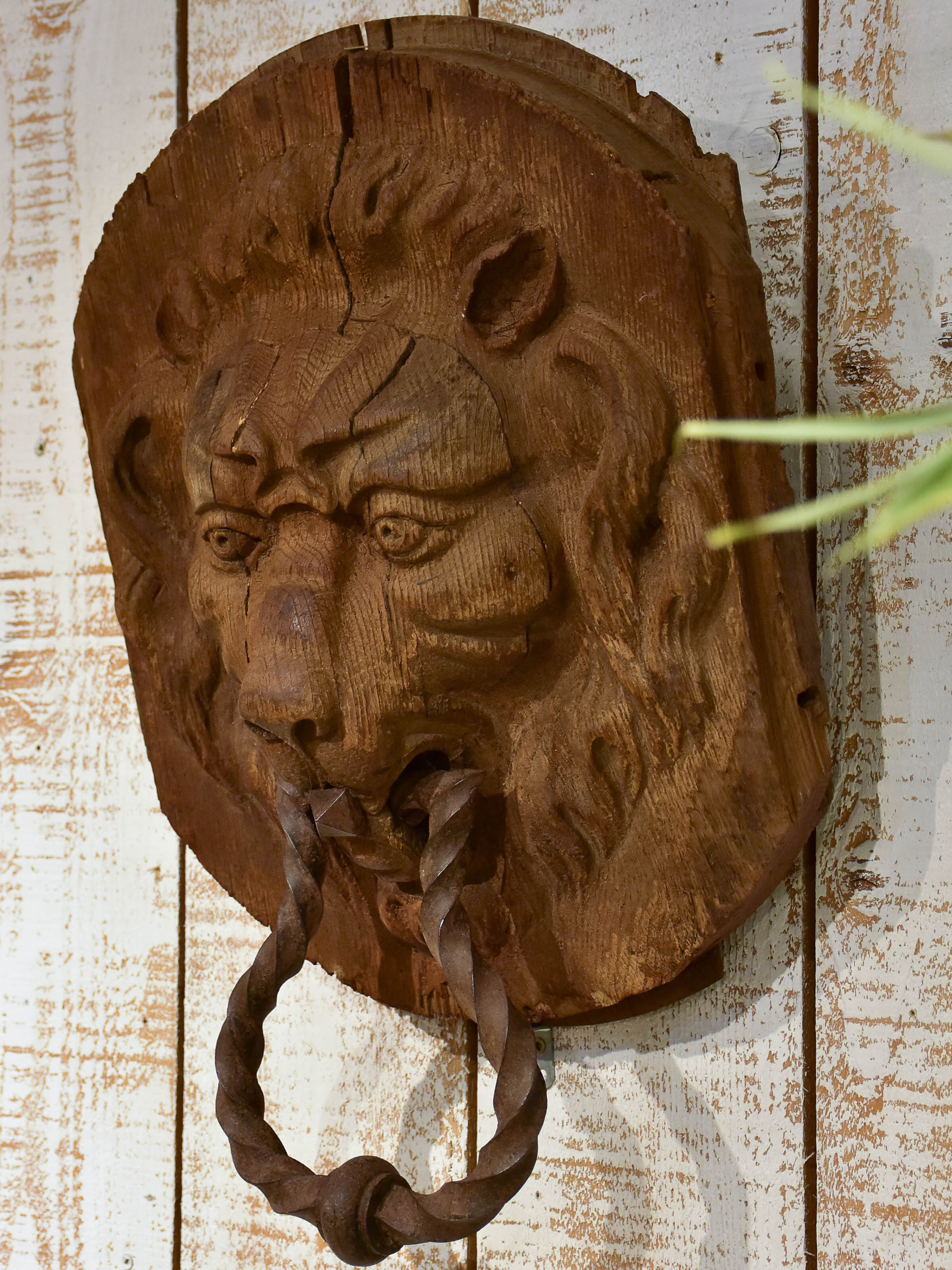 Very large antique French door knocker - lion's head