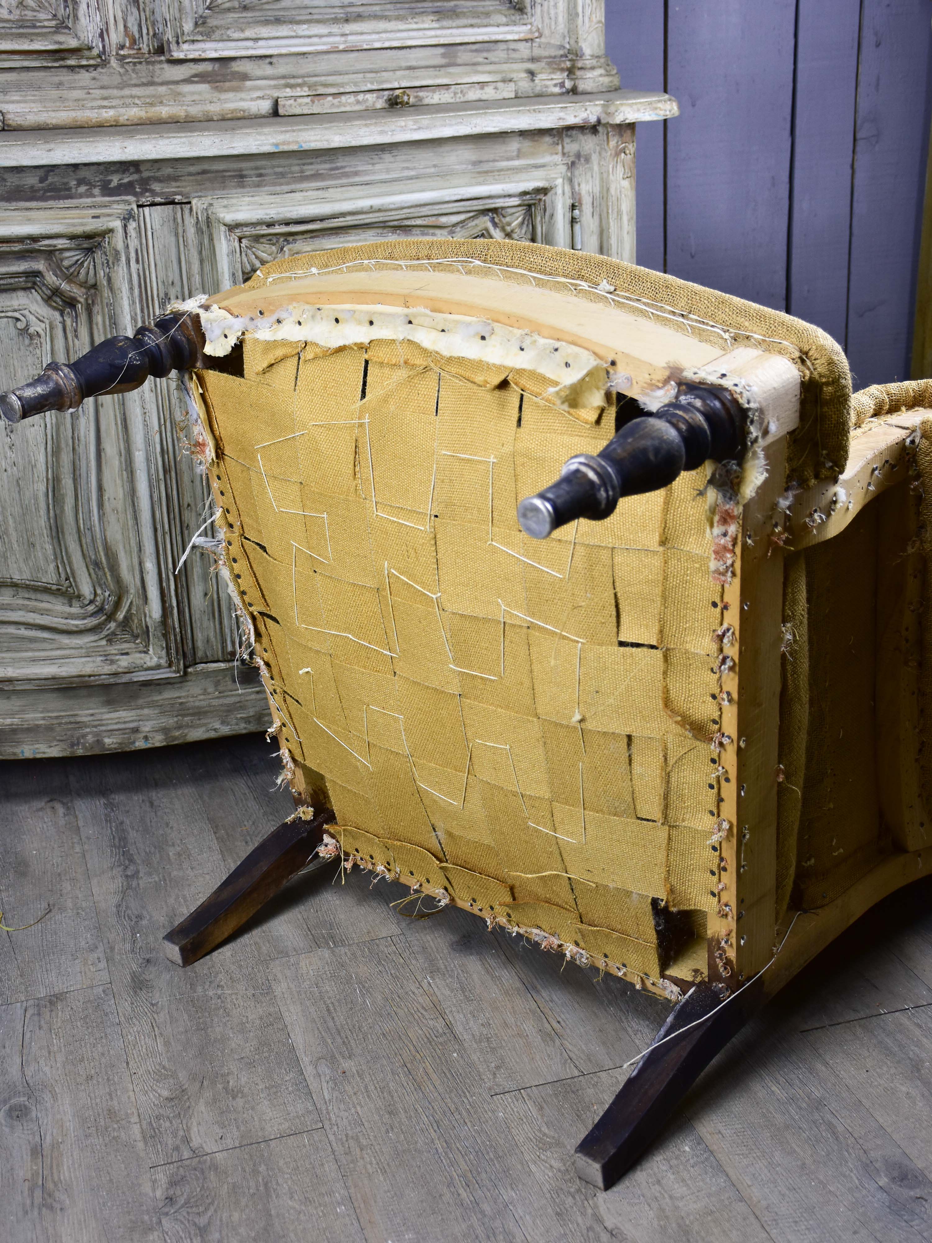 Rustic French Napoleon III bergere armchair