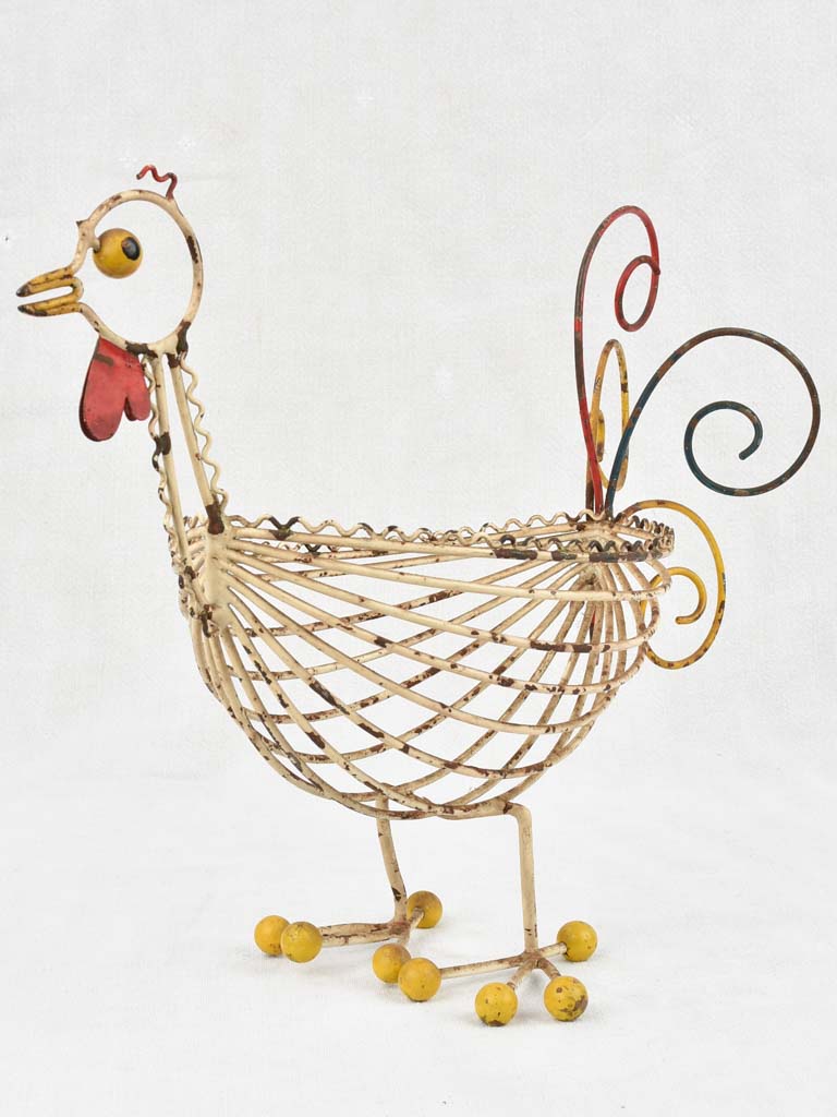 Vintage French Rooster egg basket - 13½"