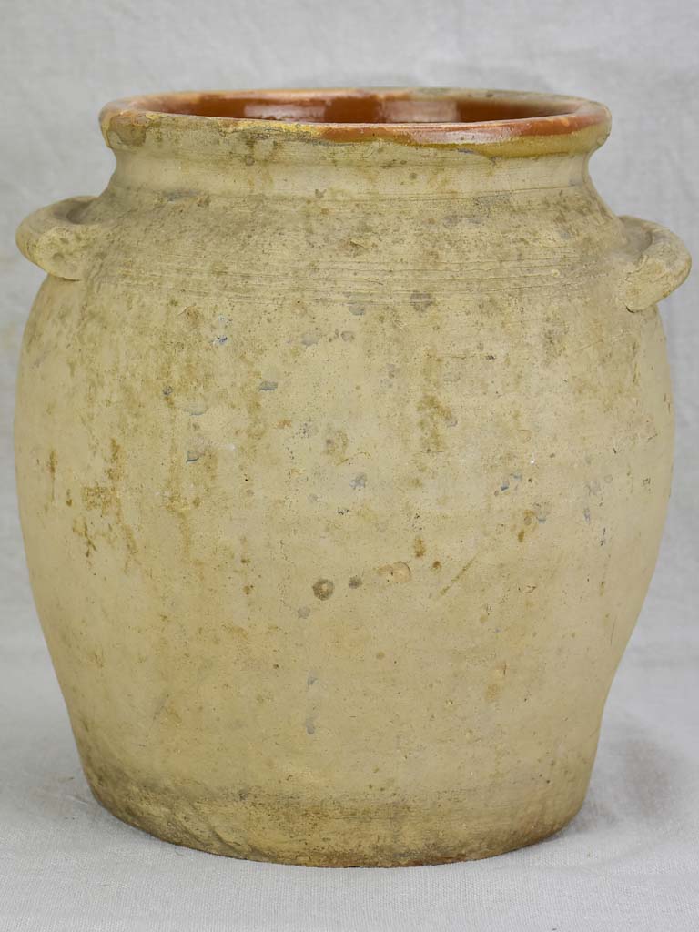 Large antique French confit pot with brown glaze 11½"