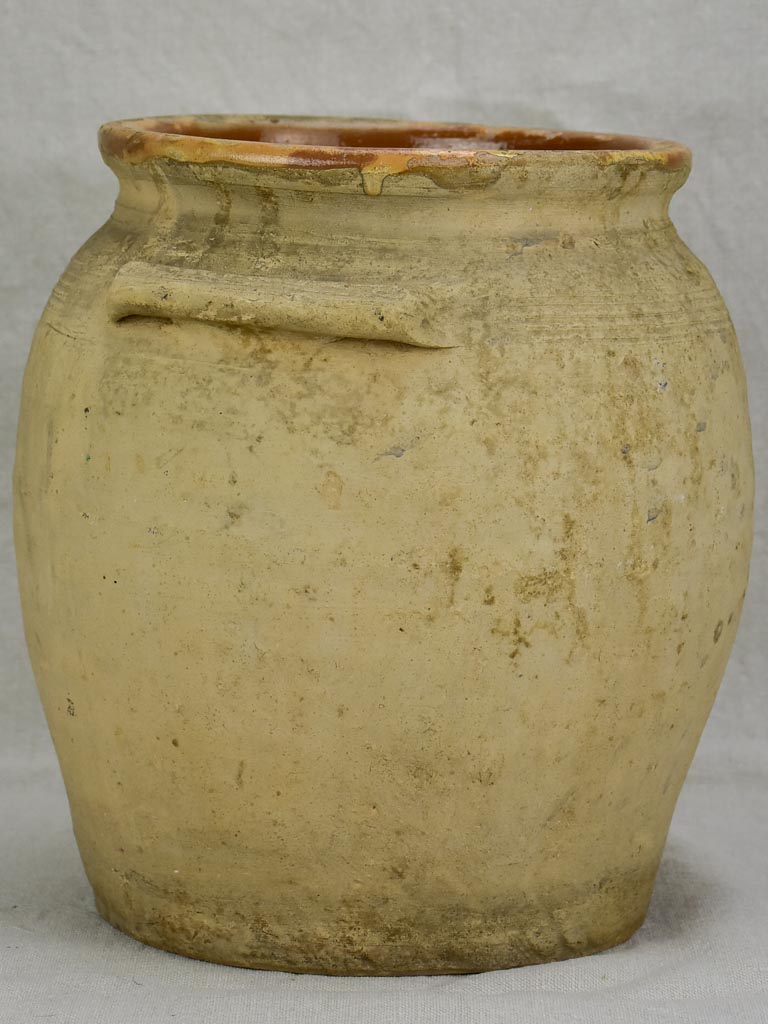 Large antique French confit pot with brown glaze 11½"