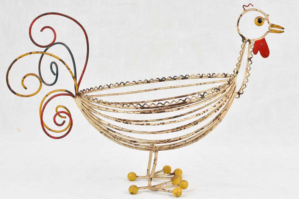 Vintage French Rooster egg basket - 13½"