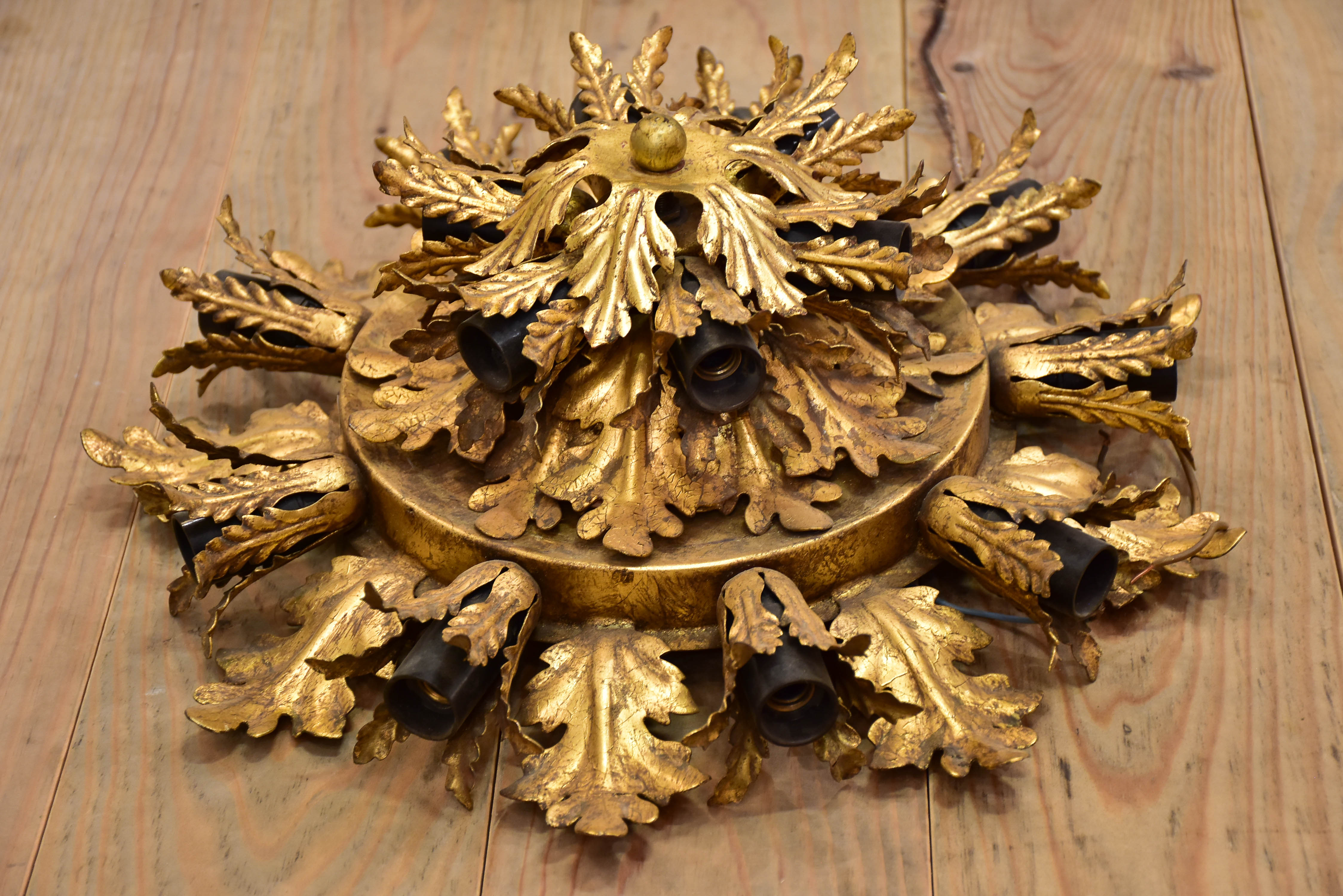 One Maison Charles flush mount ceiling light with gold leaves