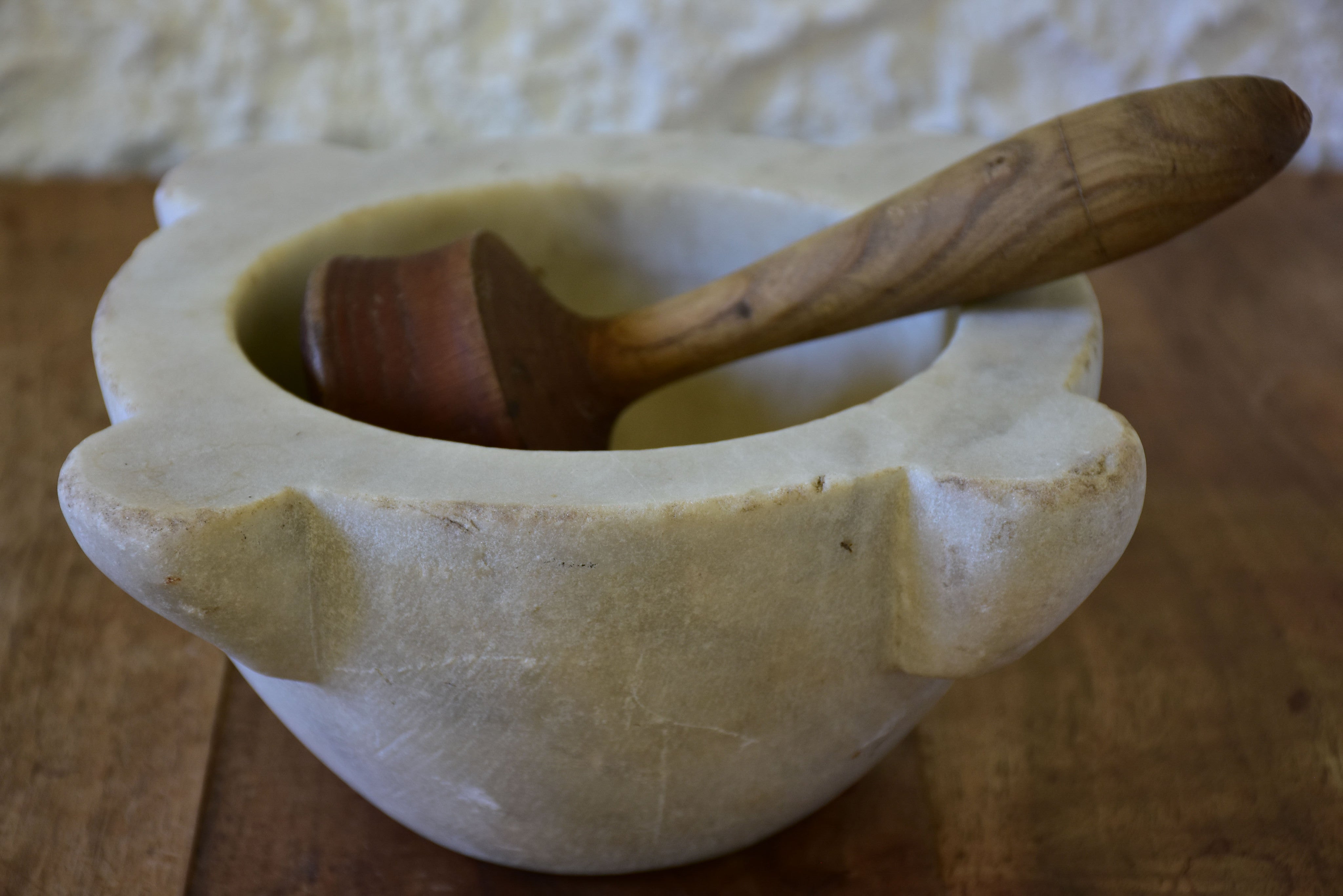 Antique French marble mortar and pestle 9¾”