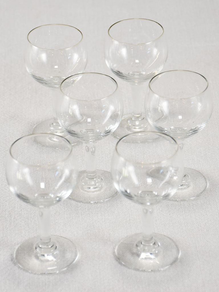 Six vintage French digestive glasses 4"