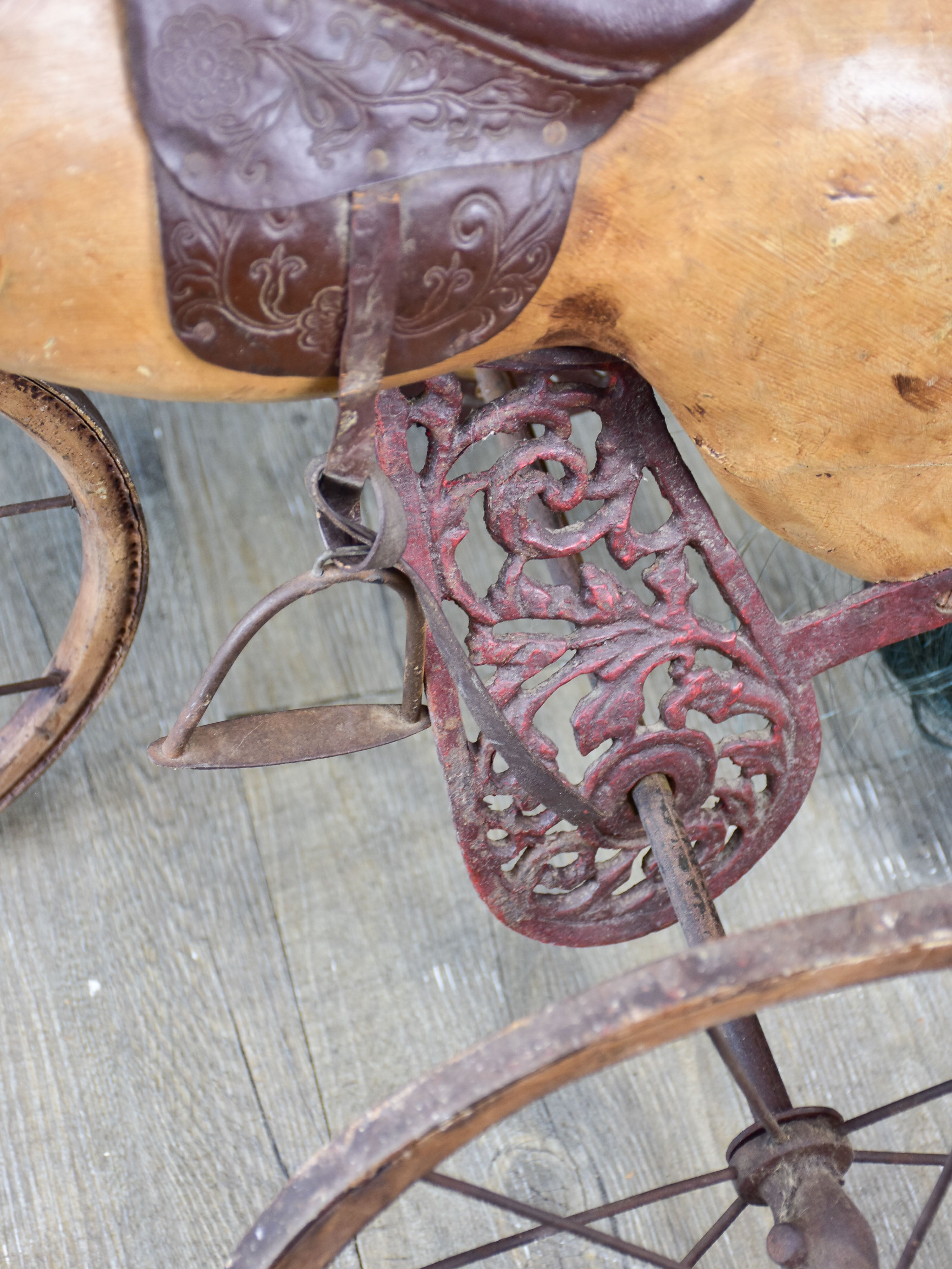 Antique French toy horse tricycle