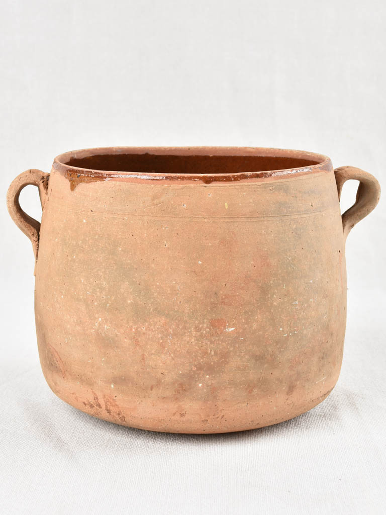 Vintage cooking pot with two handles & brown glaze 9"