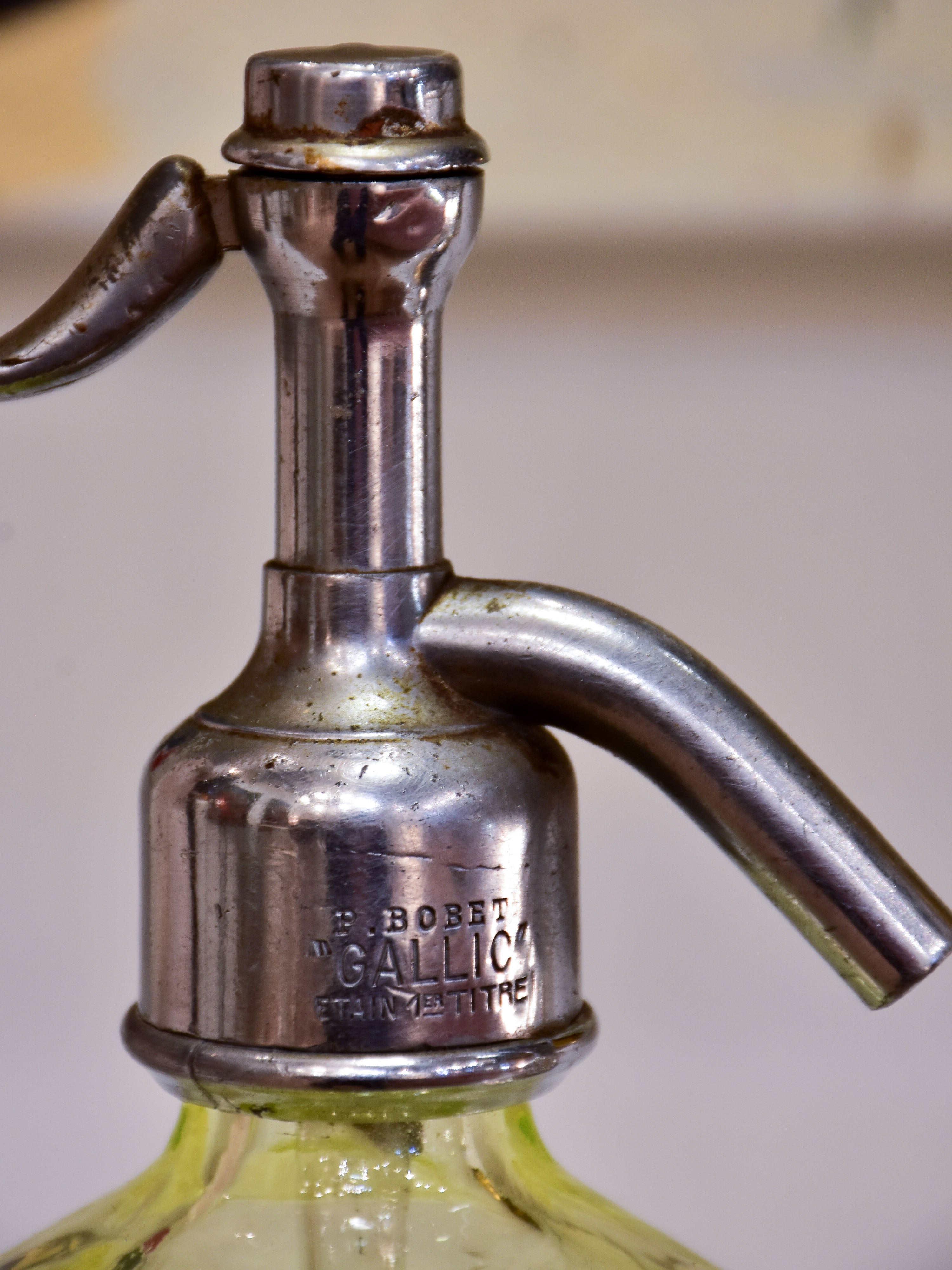 Antique French Seltzer bottle - uranium glass