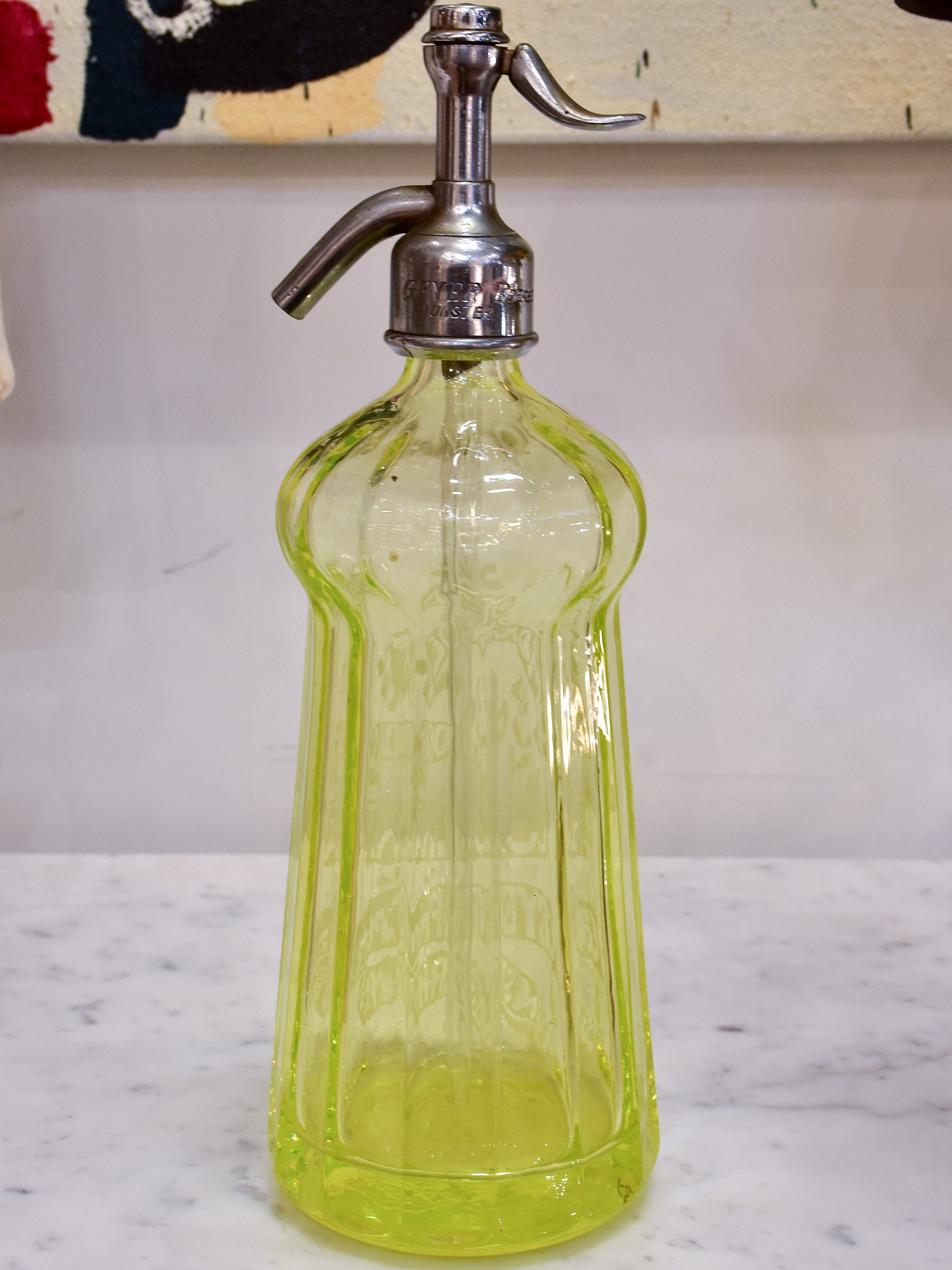 Antique French Seltzer bottle - uranium glass