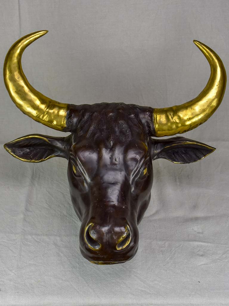 Life-size bull's head sculpture 24½" x 24"