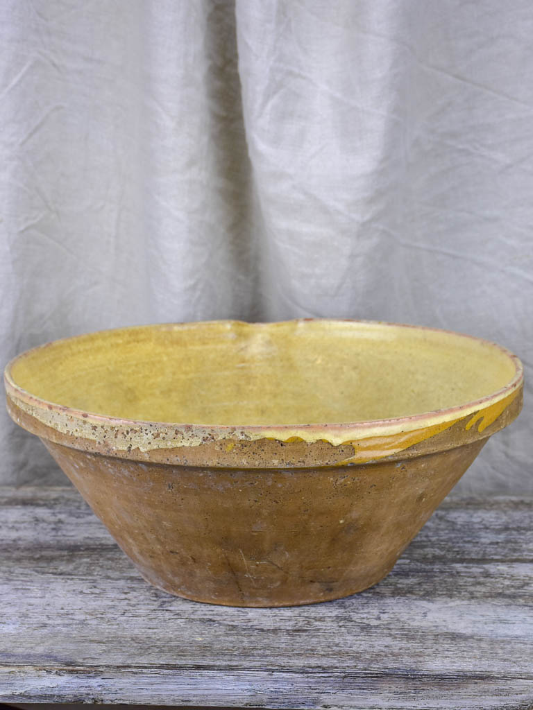 Antique French preserving bowl with yellow glaze