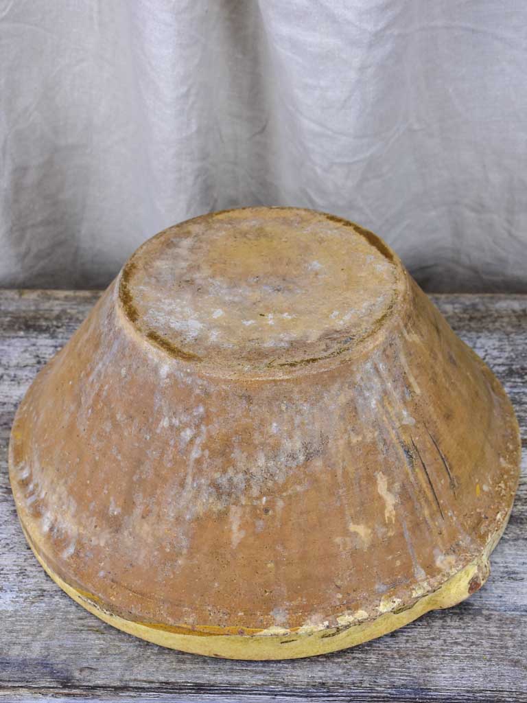 Antique French preserving bowl with yellow glaze