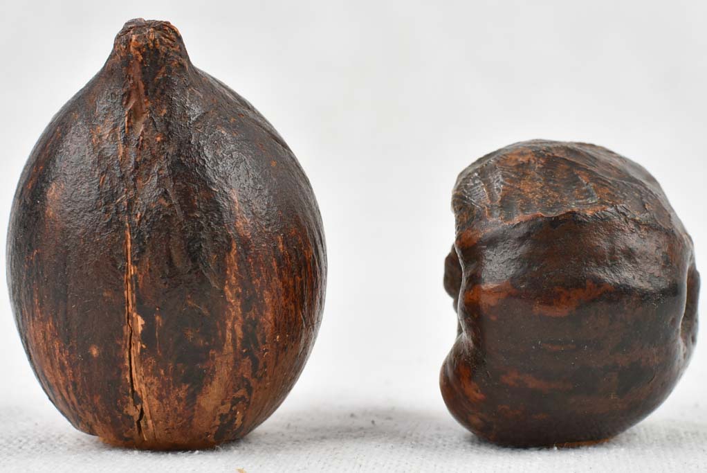 Two miniature sculptures - 19th century Corozo nut - 2¼"