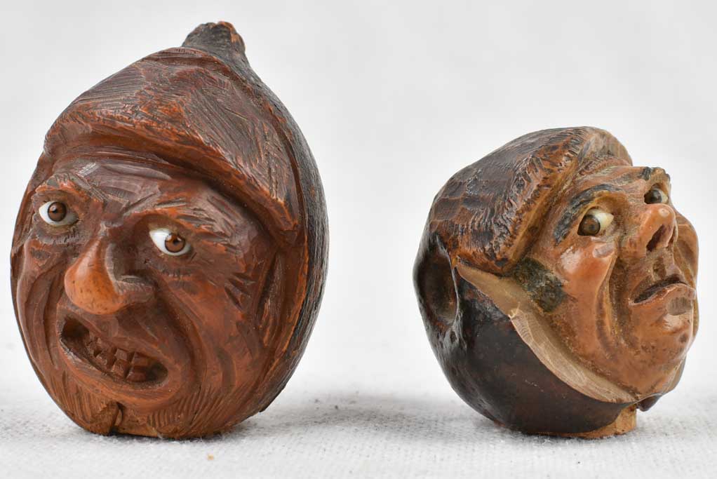 Two miniature sculptures - 19th century Corozo nut - 2¼"