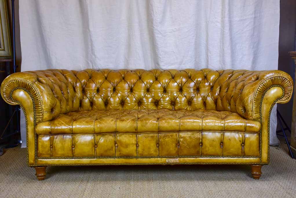 Original French leather Chesterfield sofa