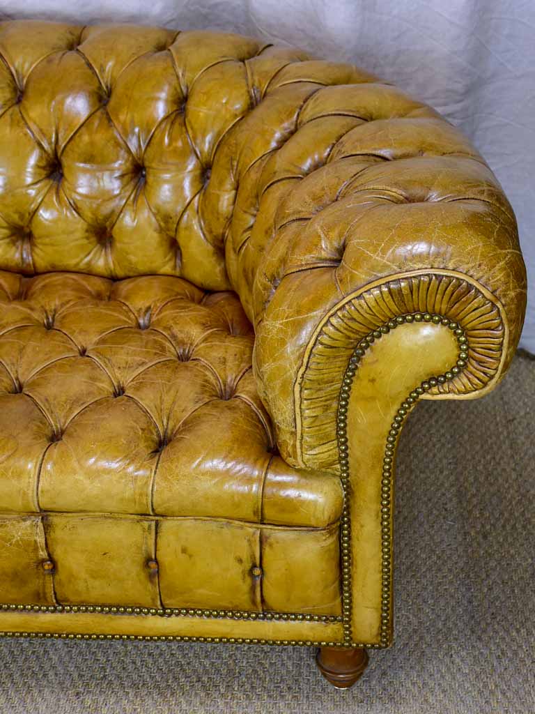 Original French leather Chesterfield sofa