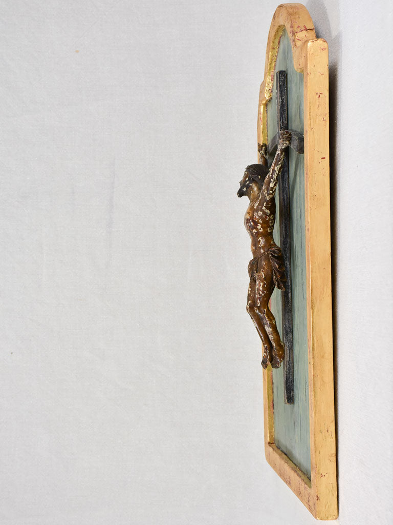 18th-century sculpture of Christ mounted on a panel 15¼" x 25¼"