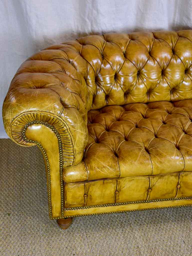 Original French leather Chesterfield sofa