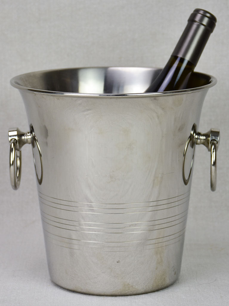 Vintage French Guy Degrenne champagne ice bucket with loop handles