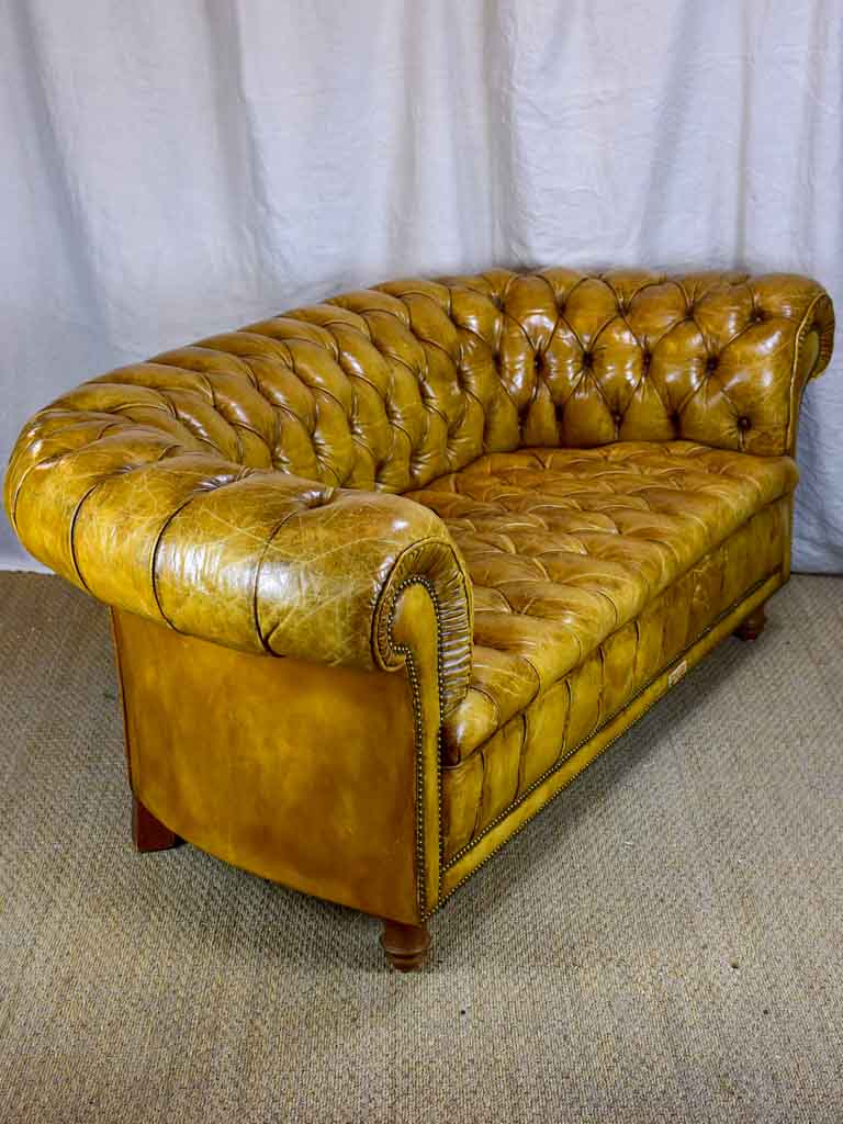 Original French leather Chesterfield sofa