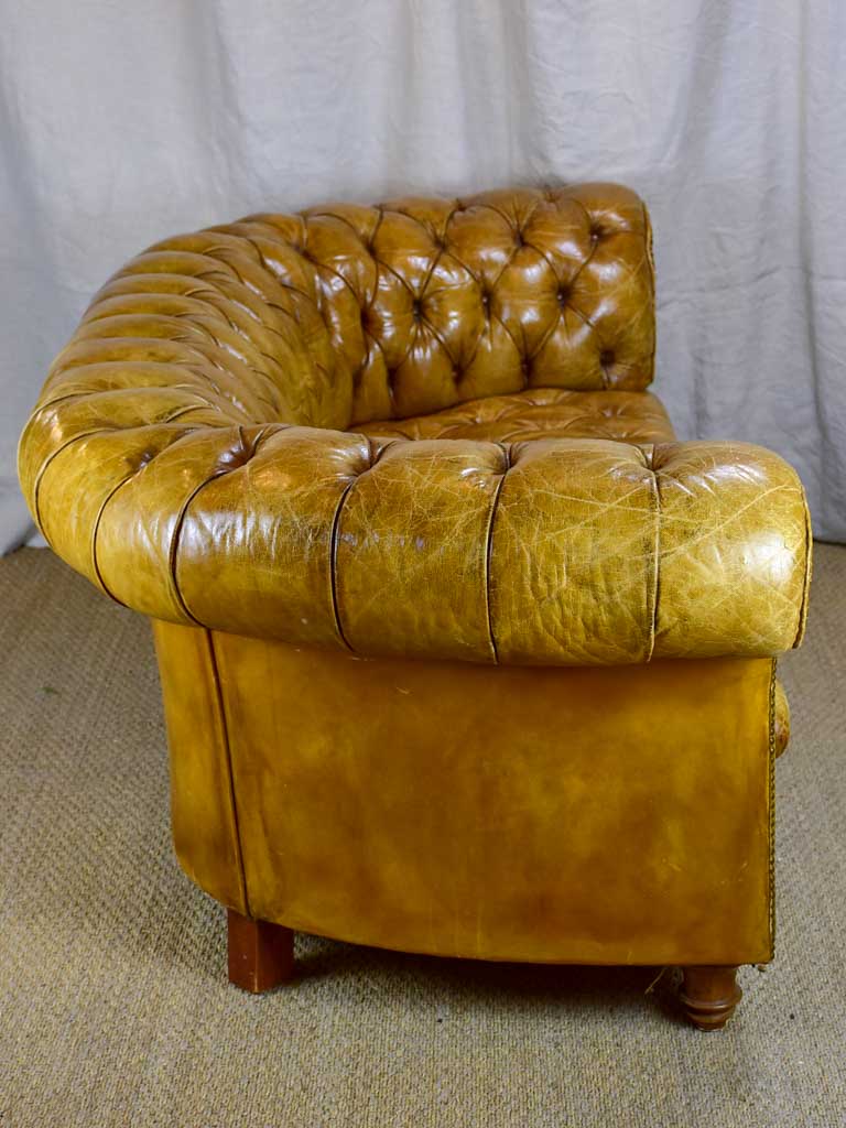 Original French leather Chesterfield sofa