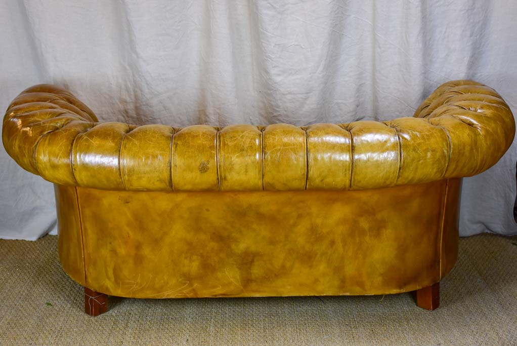 Original French leather Chesterfield sofa