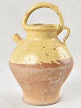 Antique French water pitcher with yellow glaze 12¼"