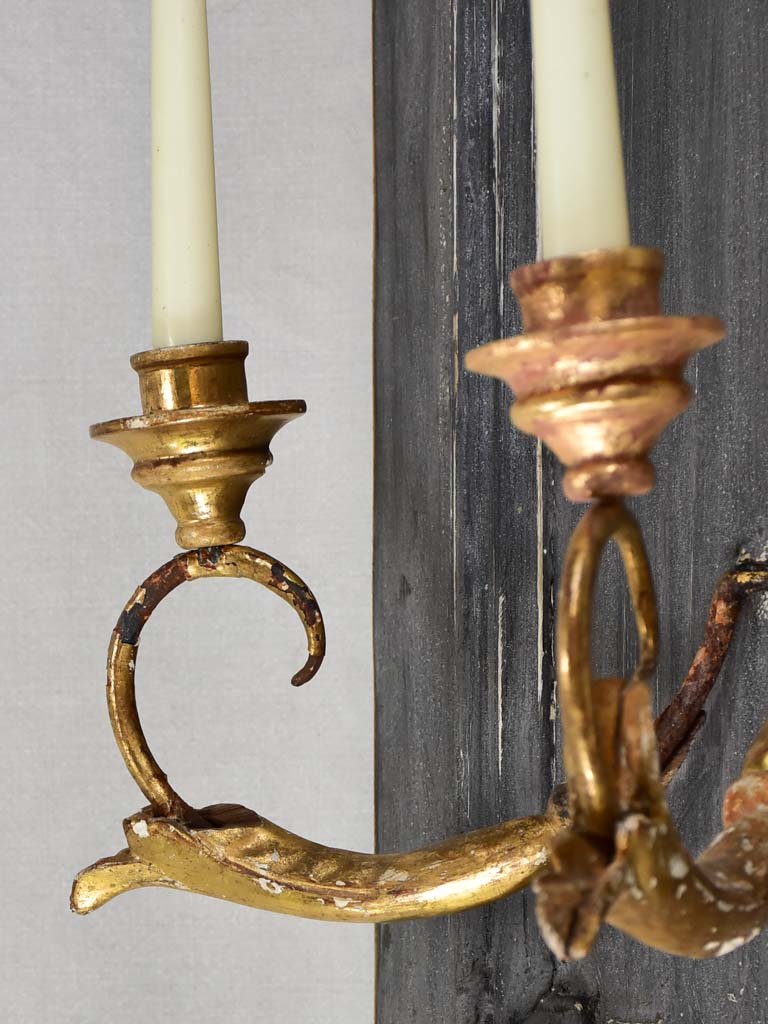 Pair of 19th-century panel wall sconces for candles