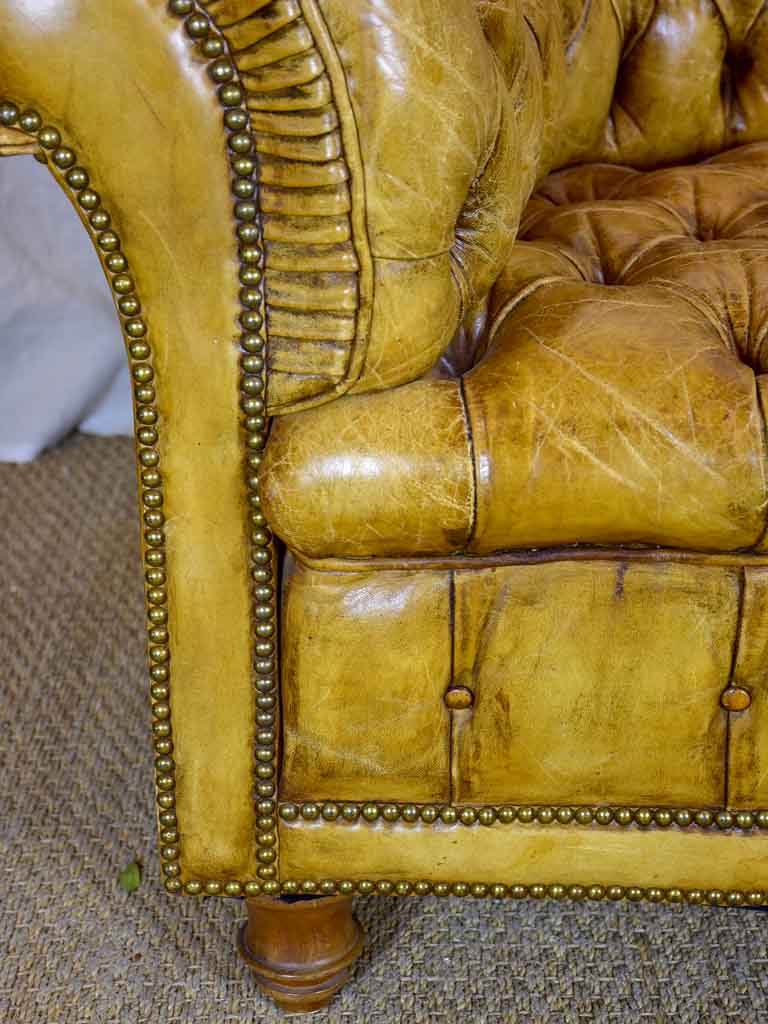 Original French leather Chesterfield sofa