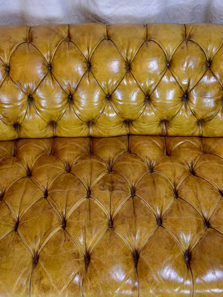 Original French leather Chesterfield sofa