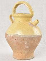 Antique French water pitcher with yellow glaze 12¼"