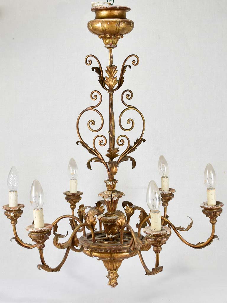 19th-century Italian Chandelier With 6 Lights 31½