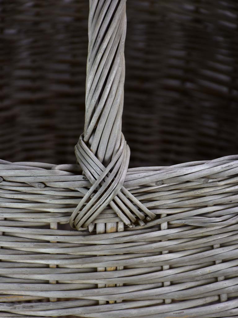 Very very large antique French wicker basket with handle 28¼"