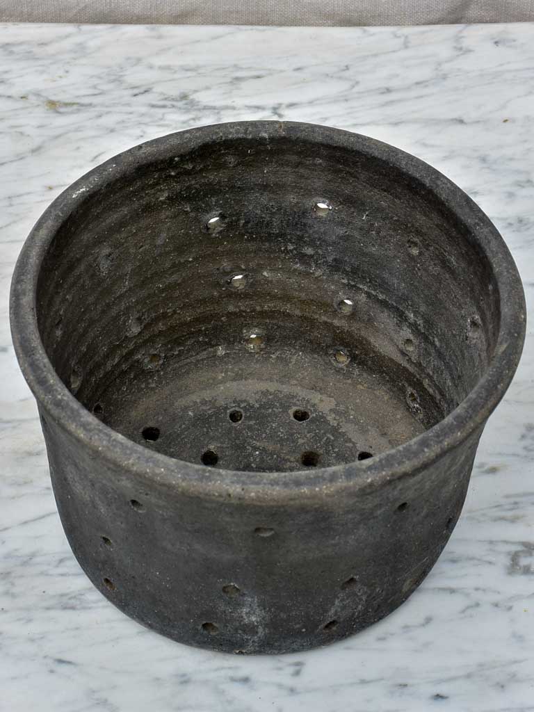 Antique French cheese mold / strainer - black