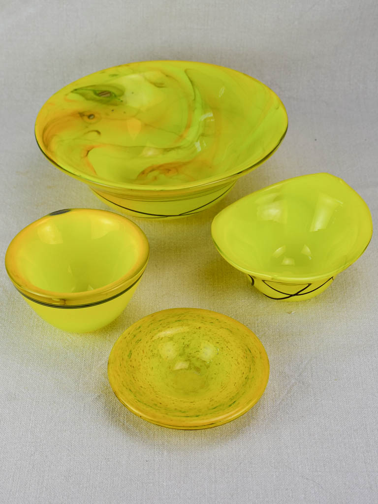 Four piece yellow glass service from the 1950's