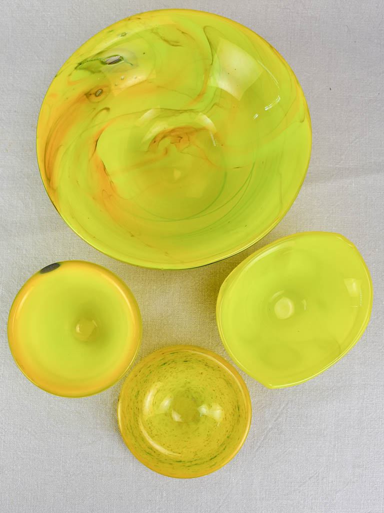 Four piece yellow glass service from the 1950's