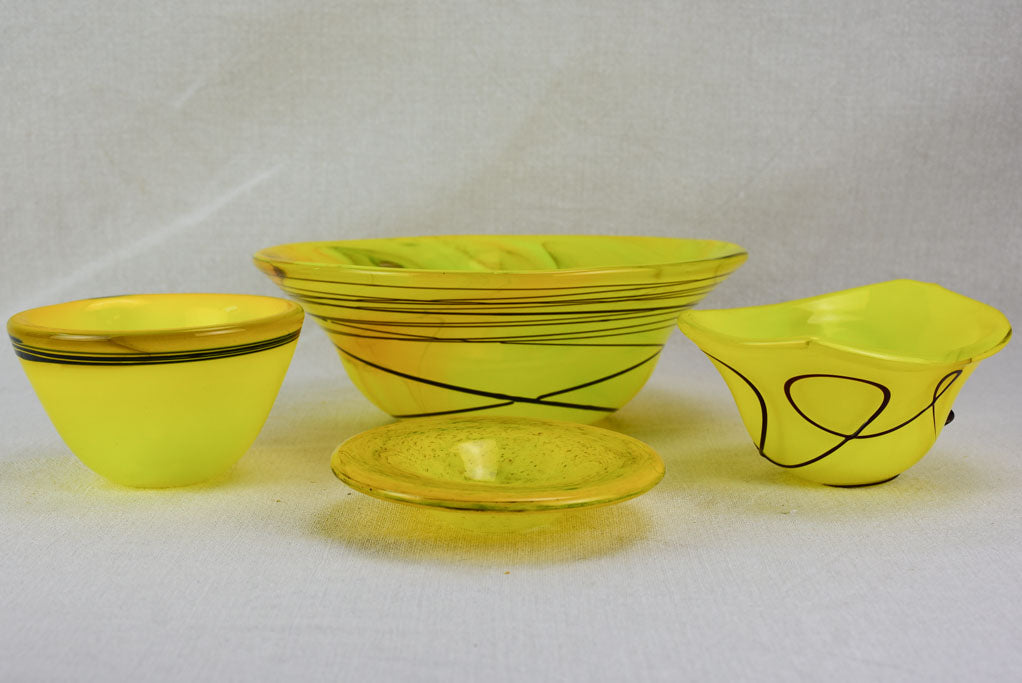 Four piece yellow glass service from the 1950's