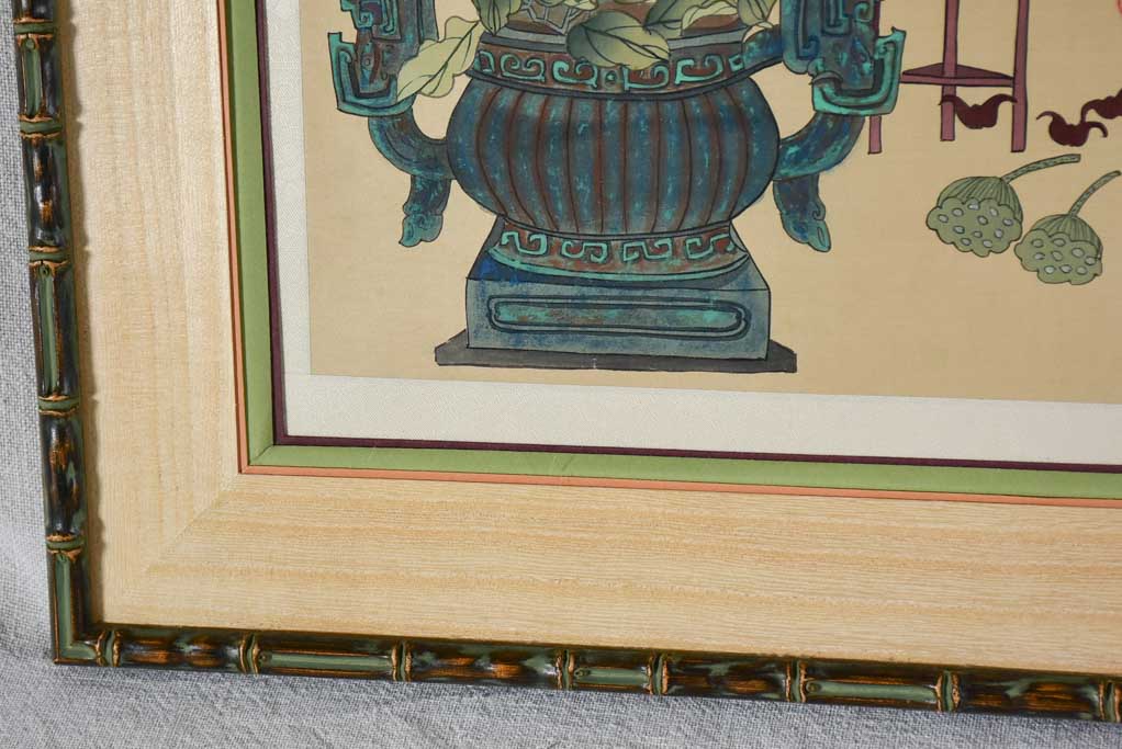 Set of three vintage Japanese still life illustrations 16½" x 17"