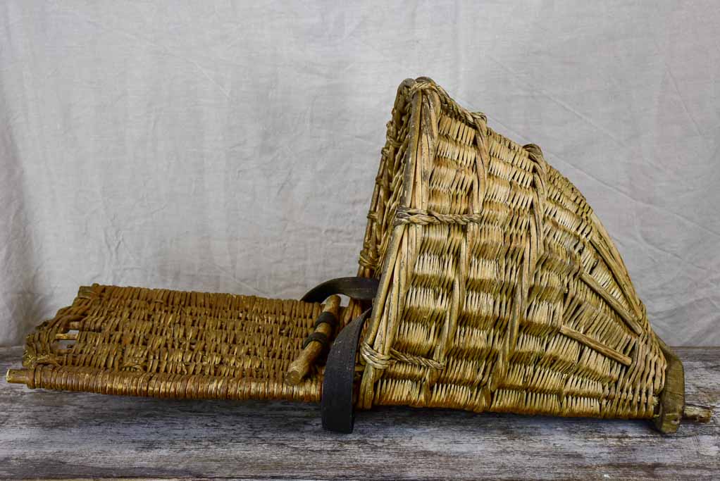 Antique French back harvest basket from Burgundy